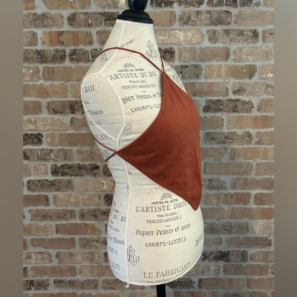 Revolve lovers and friends Waylon Halter Top in Copper Brown sz XS fall crop top - Picture 4 of 8